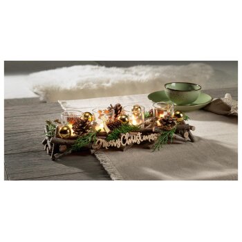 LIVARNO home Adventskranz rechteckig mit 4 Teelichthaltern (Gold) - B-Ware sehr gut