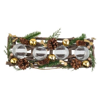 LIVARNO home Adventskranz rechteckig mit 4 Teelichthaltern (Gold) - B-Ware sehr gut
