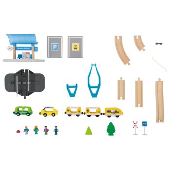 lupilu® Eisenbahn-Set Feuerwehr / Eisenbahn-Set Passagierzug / Eisenbahn-Set Farm, 36-teilig / 50-teilig / 49-teilig - B-Ware