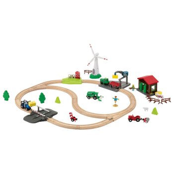lupilu® Eisenbahn-Set Feuerwehr / Eisenbahn-Set Passagierzug / Eisenbahn-Set Farm, 36-teilig / 50-teilig / 49-teilig - B-Ware