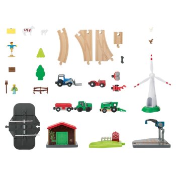 lupilu® Eisenbahn-Set Feuerwehr / Eisenbahn-Set Passagierzug / Eisenbahn-Set Farm, 36-teilig / 50-teilig / 49-teilig - B-Ware