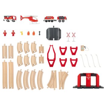 lupilu® Eisenbahn-Set Feuerwehr / Eisenbahn-Set Passagierzug / Eisenbahn-Set Farm, 36-teilig / 50-teilig / 49-teilig - B-Ware