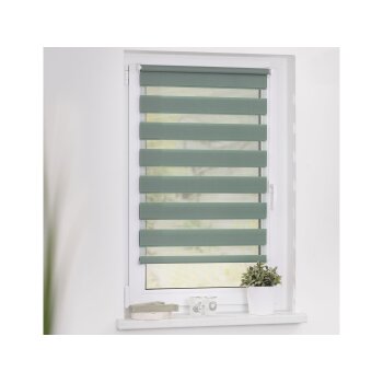 Lichtblick Duo-Rollo Klemmfix, ohne Bohren, verspannt, blickdicht, ab 45 x 150 cm (Salbei, 80 X 200 CM) - B-Ware neuwertig