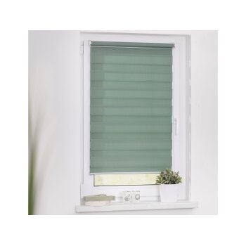 Lichtblick Duo-Rollo Klemmfix, ohne Bohren, verspannt, blickdicht, ab 45 x 150 cm (Salbei, 80 X 200 CM) - B-Ware neuwertig