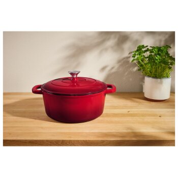 SILVERCREST® Premium-Gusseisentopf, mit Drop-System 28 cm / 5,6 Liter (Rot) - B-Ware gut