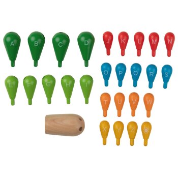 LUPILU® Stäbchen-Spiel / Holz-Gedächtnisspiel / Buchstabenwürfel-Spiel / Karotten-Steckspiel / Kaktus-Steckspiel (Holzbalance-Kaktus) - B-Ware neuwertig