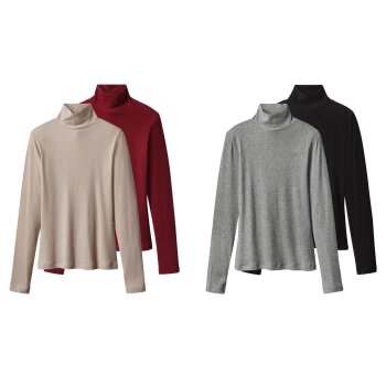 esmara® Damen Gerippte Rollkragenshirts, 2 Stück...