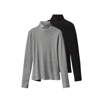 esmara® Damen Gerippte Rollkragenshirts, 2 Stück - B-Ware