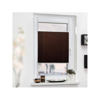 Lichtblick Klemmfix Plissee, stufenloses Einstellen, blickdicht, Montage ohne Bohren, 80 x 210 cm, braun - B-Ware neuwertig
