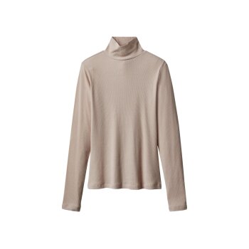 esmara® Damen Gerippte Rollkragenshirts, 2 Stück (rot/beige, M(40/42)) - B-Ware neuwertig