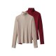esmara® Damen Gerippte Rollkragenshirts, 2 Stück (rot/beige, M(40/42)) - B-Ware neuwertig
