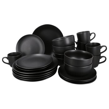 SILVERCREST® Geschirrset, 24-teilig, schwarz - B-Ware sehr gut