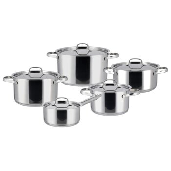 SILVERCREST® Topf-Set, 5-teilig, Edelstahl, Premium (Edelstahldeckel) - B-Ware sehr gut