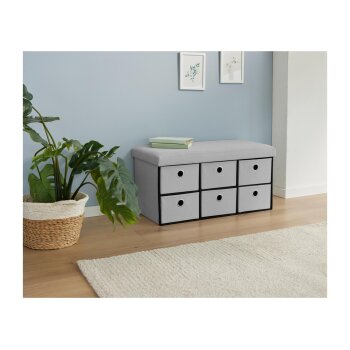 LIVARNO home Sitzbank, mit 6 Fächern, hellgrau -...