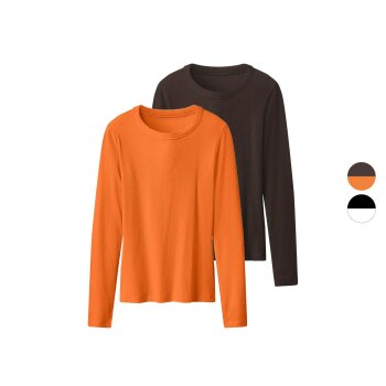esmara® Damen Gerippte Langarmshirts, 2 Stück -...