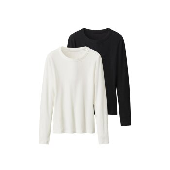 esmara® Damen Gerippte Langarmshirts, 2 Stück - B-Ware