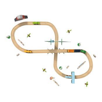 LUPILU® Holzeisenbahn-Set »Farm / Dinosaurier« (Dinosaurier-Set) - B-Ware neuwertig