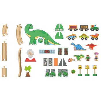 LUPILU® Holzeisenbahn-Set »Farm / Dinosaurier« (Dinosaurier-Set) - B-Ware neuwertig