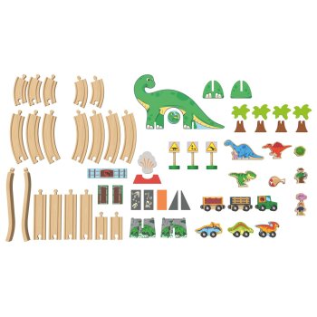 LUPILU® Holzeisenbahn-Set »Farm / Dinosaurier« (Dinosaurier-Set) - B-Ware neuwertig