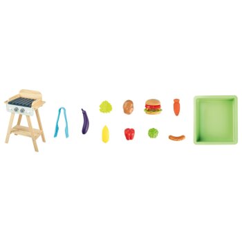 Playtive Holz Spielzeug-Grill für draußen, 14-teilig - B-Ware