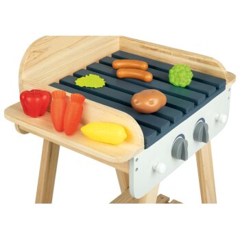 Playtive Holz Spielzeug-Grill für draußen, 14-teilig - B-Ware
