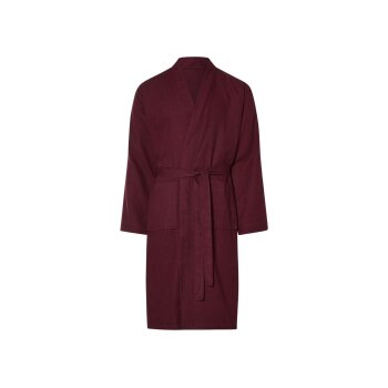 LIVARNO home Unisex Bademantel, mit modischer Waffelstruktur (Bordeaux, L) - B-Ware sehr gut
