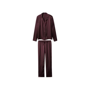esmara® Damen Satin-Pyjama (Burgunderrot, M(40/42)) -...