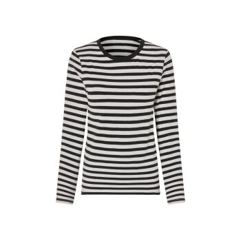 esmara® Damen Langarmshirt, 2 Stück, mit Baumwolle (Streifen/weiß/schwarz, L(44/46)) - B-Ware sehr gut
