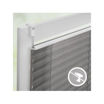 Lichtblick Plissee Klemmfix, ohne Bohren, verspannt, ab 45 x 130 cm (Hellgrau, 45x130 cm) - B-Ware neuwertig