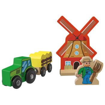 lupilu® Holzeisenbahn-Set »Farm / Dinosaurier« (Bauernhof-Set) - B-Ware sehr gut