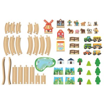 lupilu® Holzeisenbahn-Set »Farm / Dinosaurier« (Bauernhof-Set) - B-Ware sehr gut