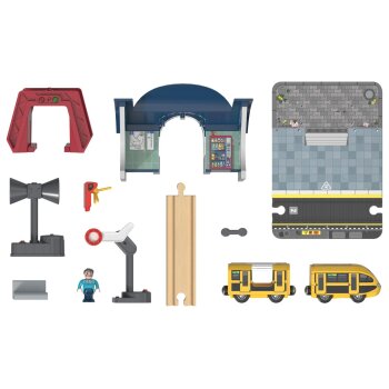 lupilu® Interaktiver Bahnhof-Set / Feuerwehr Einsatz-Set (Bahnhof) - B-Ware sehr gut