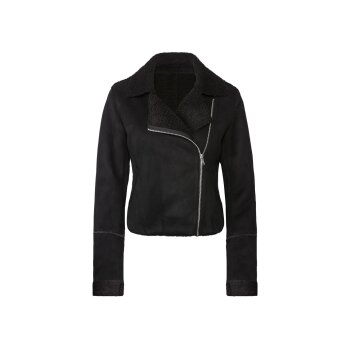 esmara® Damen Bikerjacke aus Lammfellimitat (schwarz, 34) - B-Ware sehr gut