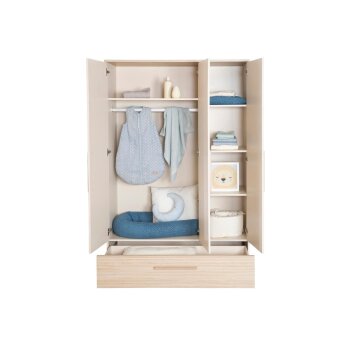 roba Kinderkleiderschrank Sidney 3-türig, Cashmere / Dekor Eiche - B-Ware Transportschaden