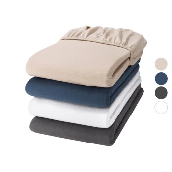 LIVARNO® Feinbiber-Spannbettlaken, 180-200 x 200 cm -...