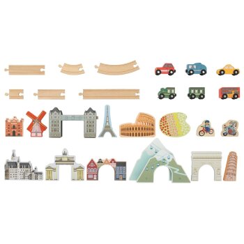 LUPILU® Holzeisenbahn-Set »Europareise / Weltreise« (Europareise) - B-Ware sehr gut