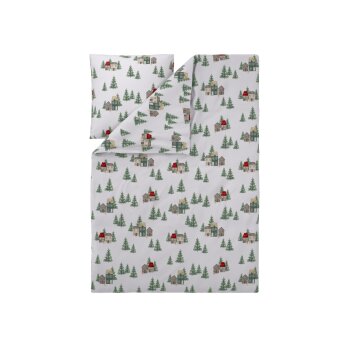 LIVARNO® Feinbiber-Bettwäsche, 155 x 220 cm (Häuser) - B-Ware neuwertig