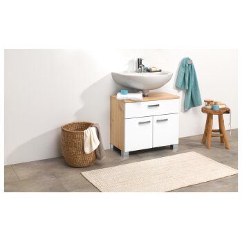 LIVARNO HOME Waschbeckenunterschrank »Palermo«, weiß/Korpus Eiche-Artisan - B-Ware gut