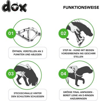 DDOXX Hundegeschirr Nylon, Step-In, verstellbar, S, grün - B-Ware gut
