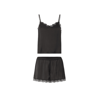esmara® Damen Satin Pyjama (Schwarz, S(36/38)) - B-Ware neuwertig