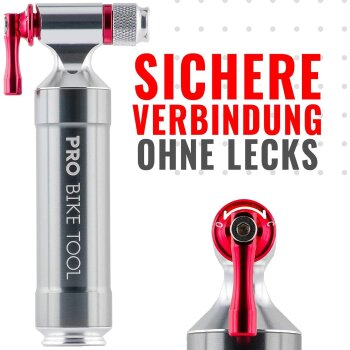 PRO BIKE TOOL CO2-Kartuschenpumpe, passt auf Presta & Schrader Ventile, ohne CO2 Kartuschen, titan - B-Ware sehr gut