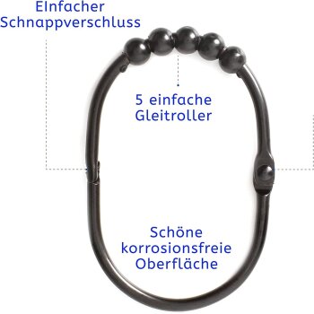 2 Lb. Depot 12er Set Duschvorhangringe, aus Edelstahl,...