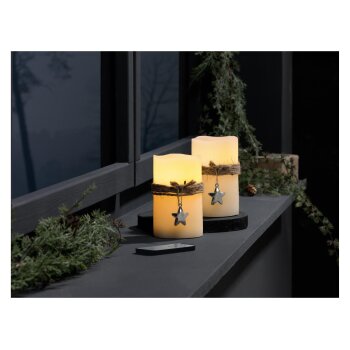 LIVARNO home Echtwachskerze mit Dekoration LED mit Fernbedienung (Seil und Stern, 2 Stück) - B-Ware neuwertig