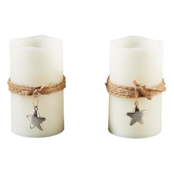 LIVARNO home Echtwachskerze mit Dekoration LED mit Fernbedienung (Seil und Stern, 2 Stück) - B-Ware neuwertig
