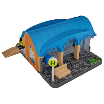 LUPILU® Lokschuppen / Bahnhof / Weichenhäuschen / Verladestation, 13-teilig / 8-teilig / 4-teilig / 15-teilig (Bahnhof) - B-Ware neuwertig