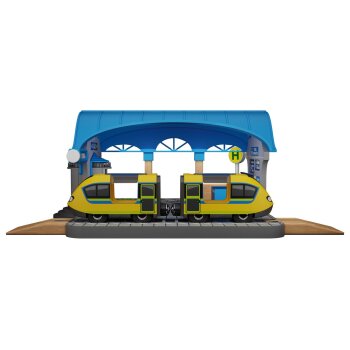 LUPILU® Lokschuppen / Bahnhof / Weichenhäuschen / Verladestation, 13-teilig / 8-teilig / 4-teilig / 15-teilig (Bahnhof) - B-Ware neuwertig