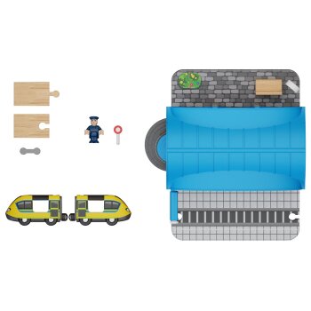 LUPILU® Lokschuppen / Bahnhof / Weichenhäuschen / Verladestation, 13-teilig / 8-teilig / 4-teilig / 15-teilig (Bahnhof) - B-Ware neuwertig