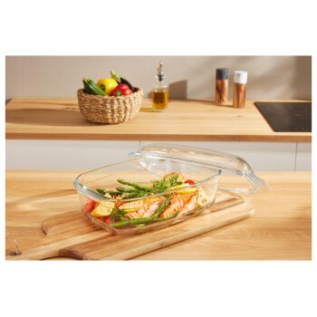 SILVERCREST® Glas-Auflaufform mit Deckel, temperaturbeständig von -40 bis 300 °C (Rechteckig) - B-Ware neuwertig