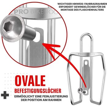 PRO BIKE TOOL Fahrradflaschenhalter, Modernes Röhrendesign, silber - B-Ware sehr gut