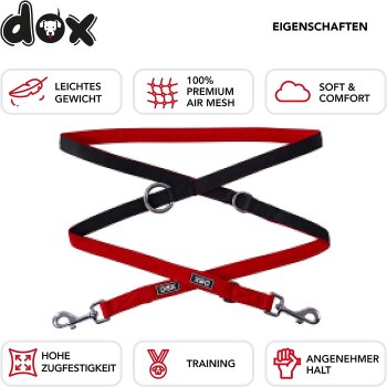 DDOXX Hundeleine Air Mesh, 3fach verstellbar, XS - 1,0 x 200 cm, rot - B-Ware sehr gut